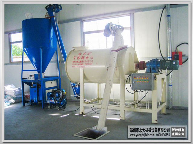 小型干粉砂漿生產(chǎn)線設(shè)備安裝現(xiàn)場